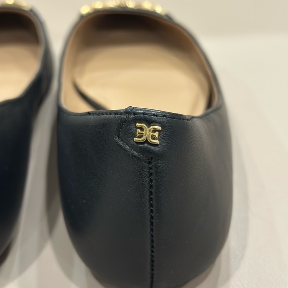 Sam Edelman Black Pointed Leather Flats with Gold Horsebit - Picture 4 of 7